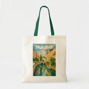 Ljubljana Slowenien Illustration Reise Kunst Vinta Tragetasche