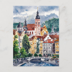 Ljubljana, Slowenien Reise Malerei Postkarte