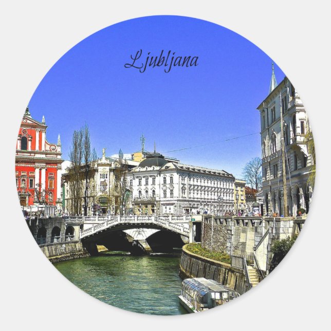 Ljubljana, Slowenien Runder Aufkleber (Vorderseite)
