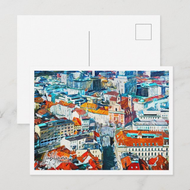 Ljubljana Slowenien Schönes Öl Paint Landschaft Postkarte (Vorne/Hinten)