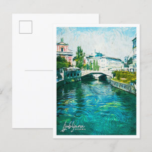 Ljubljana Slowenien Schönes Öl Paint Landschaft Postkarte