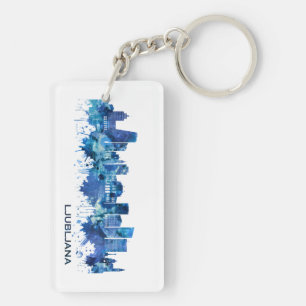 Ljubljana Slowenien Skyline Blue Schlüsselanhänger