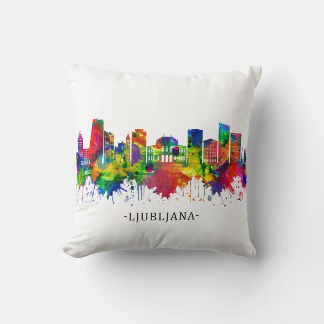 Ljubljana Slowenien Skyline Kissen (Vorderseite)