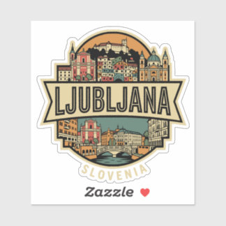 Ljubljana Slowenien Skyline Vintage Reiseabzeichen Aufkleber