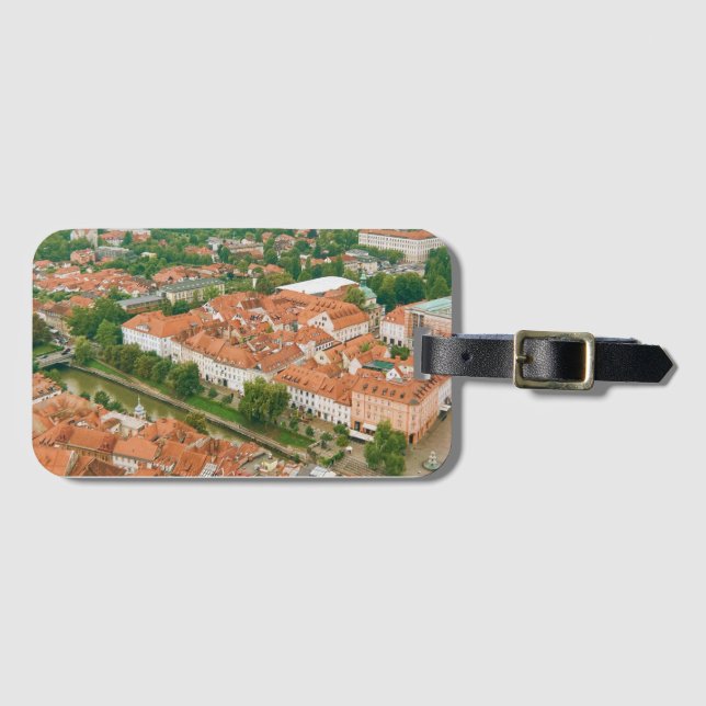 Ljubljana von oben gepäckanhänger (Vorderseite (Horizontal))