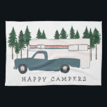 LKW Camping RVing Motorhome BLAU Bäume Whimsical Geschirrtuch<br><div class="desc">GLÜCKLICH! Ich möchte lieber RVing sein!! Was ist mit dir? Karo dieses süß-roten LKW-Wohnhandtuch und Karo mein Geschäft für mehr passende Dinge wie Hemden, Magnete, Schlüsselanhänger, Kissen, Aufkleber und mehr. Und natürlich auch mehr RV, Campervan, Motorhome und Camping. Passen Sie diese Tasse mit einem Namen, Ihrem eigenen Text oder ändern...</div>