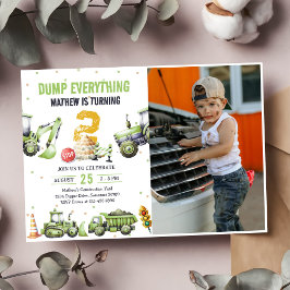 LKW & Diggers Bau des 2. Geburtstags-Fotos Einladung