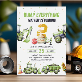 LKW & Diggers Bau des 2. Geburtstags-Party Einladung