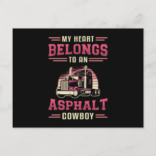 LKW Ehefrau Mein Herz gehört Asphalt Cowboy Liebe Postkarte
