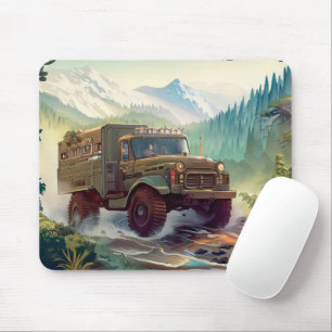 Lkw-Fahren im Wald Vintagen Stil Mousepad