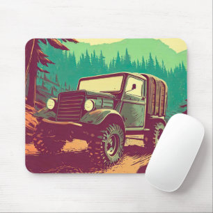 Lkw-Fahren im Wald Vintagen Stil Mousepad