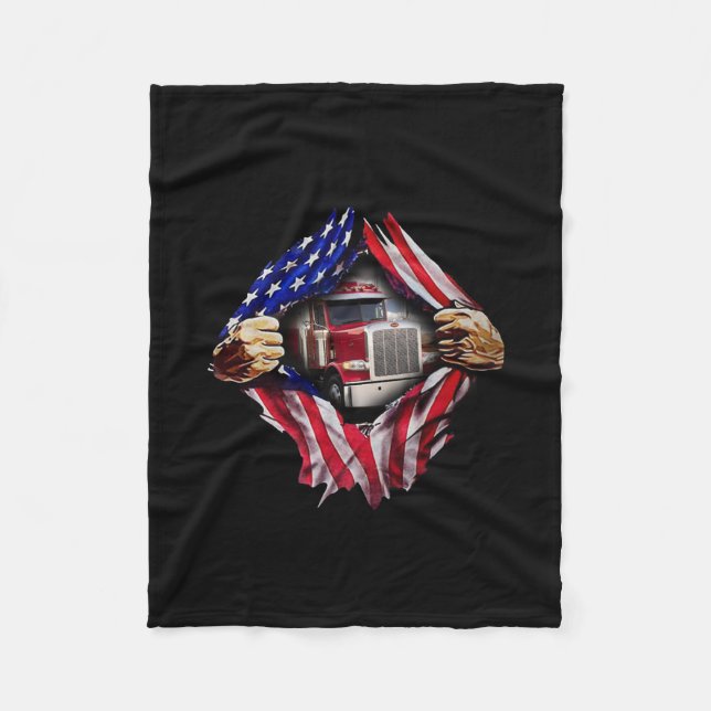 LKW-Fahrer American Flag Truck Fleecedecke (Vorderseite)