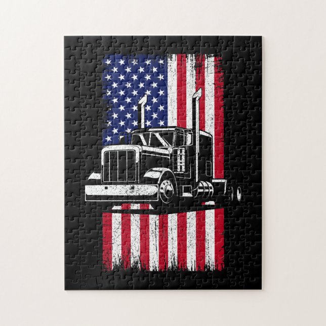 LKW-Fahrer Amerikanischer Flaggenwächter (Vertikal)