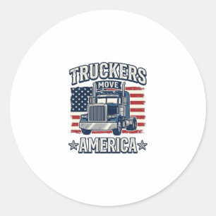 LKW-Fahrer bewegen Amerika Vintage-T-Shirt-Design_ Runder Aufkleber
