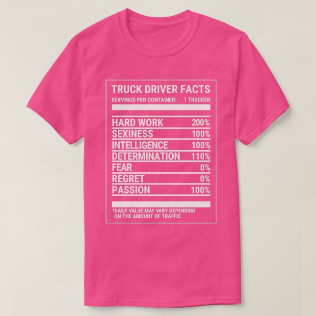 LKW-Fahrer Ernährungsfakten LKWeT T-Shirt (Design vorne)