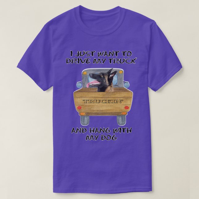 Lkw-Fahrer Hund Belgische Schafhunde T-Shirt (Design vorne)