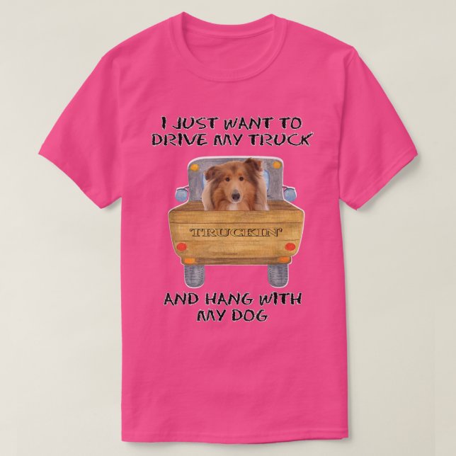 Lkw-Fahrer Hund Collie T-Shirt (Design vorne)