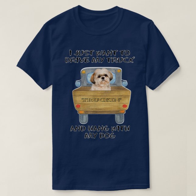Lkw-Fahrer Hund Shih Tzu T-Shirt (Design vorne)