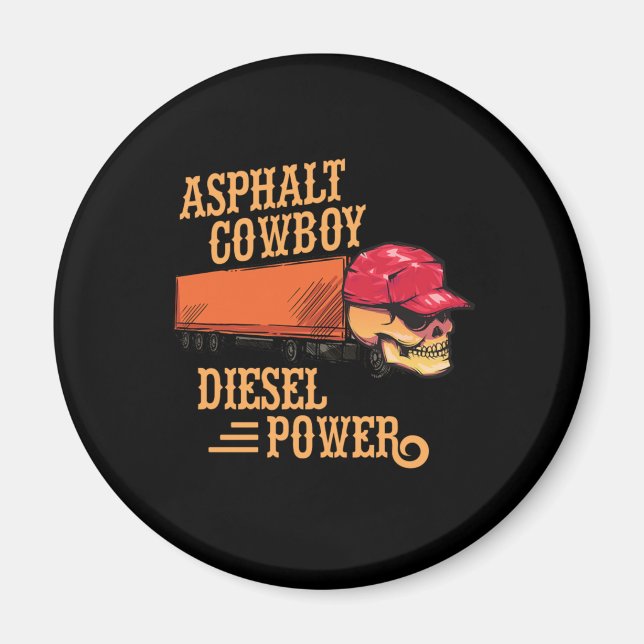 Lkw-Fahrer Lkw Skull Asphalt Cowboy Diesel P Magnet (Vorne)