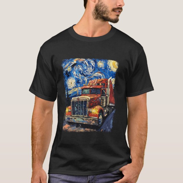 LKW-Fahrer LKW Starry Night Paintin T-Shirt (Vorderseite)