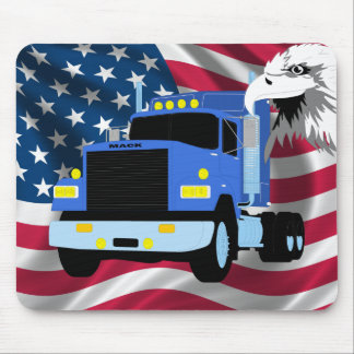 LKW-Fahrer Mousepad mit US Flagge und Eagle
