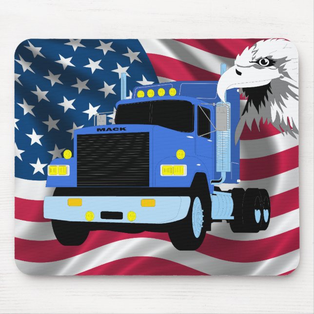 LKW-Fahrer Mousepad mit US Flagge und Eagle (Vorne)