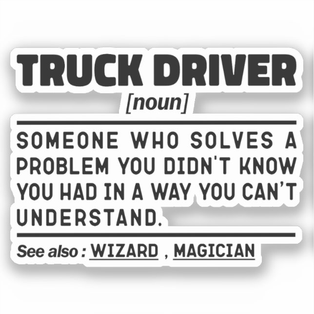 LKW-Fahrer Noun Definition LKW Liebhaber Funny Aufkleber (Vorderseite)