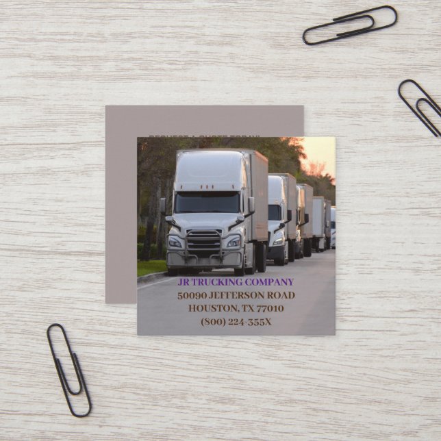 LKW-Fahrer Quadratische Visitenkarte (Vorderseite/Rückseite Beispiel)