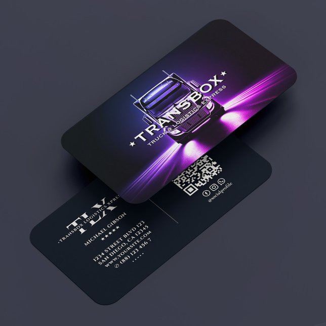 LKW-Fahrer-Transportlogistik dunkel Lila Minimalwe Visitenkarte (Truck Driver Mover Logistics Black Purple Minimal Business Card
)