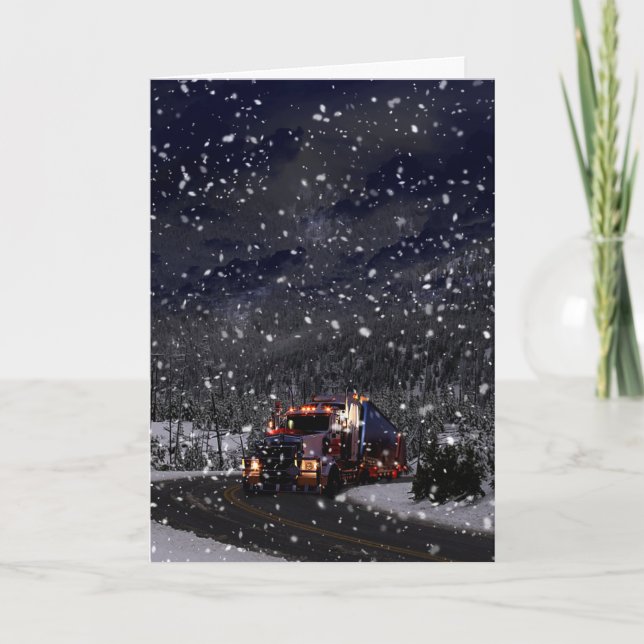 LKW-Fahrer-Weihnachten Feiertagskarte (Vorderseite)