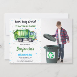 LKW-Foto für Grüne und Schwarze Garbage Einladung