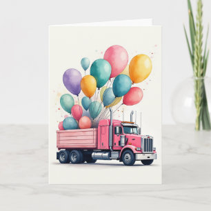 LKW-Geburtstagskarte in Rosa Karte
