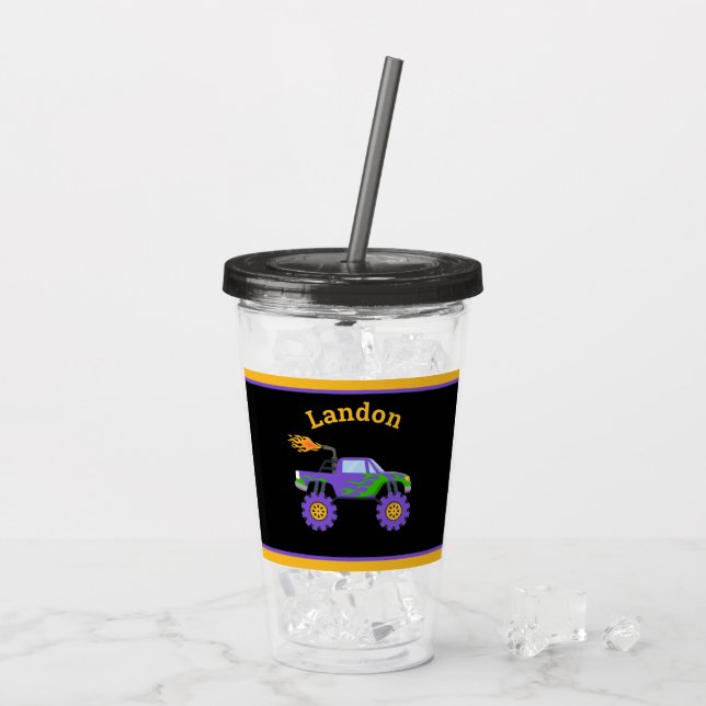 LKW-Haushalt Personalisiert Name Kinder Acryltrinkbecher (Rückseite Ice)