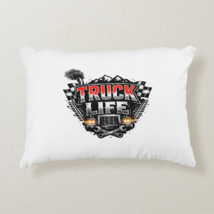 LKW Leben Grunge Abgenutzt Chrom Rot Trucker Mütze Dekokissen