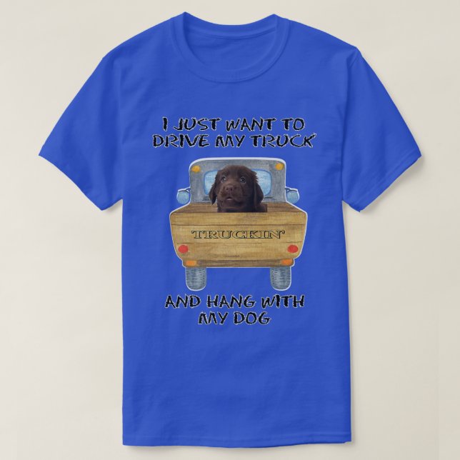 Lkw-Lenkhund Rückfahrer flach überzogen T-Shirt (Design vorne)