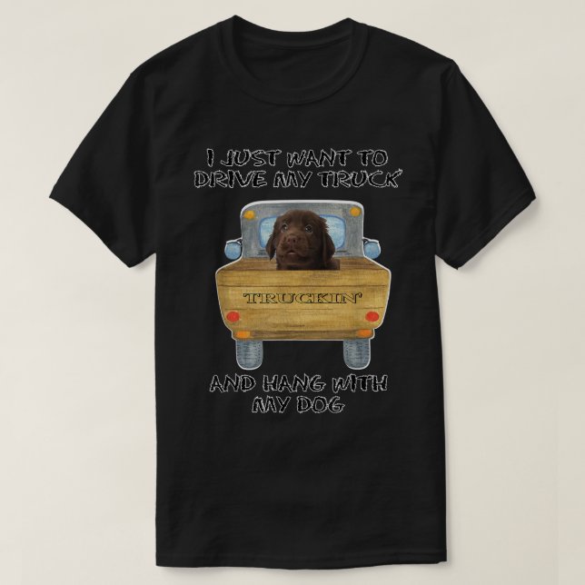 Lkw-Lenkhund Rückfahrer flach überzogen T-Shirt (Design vorne)