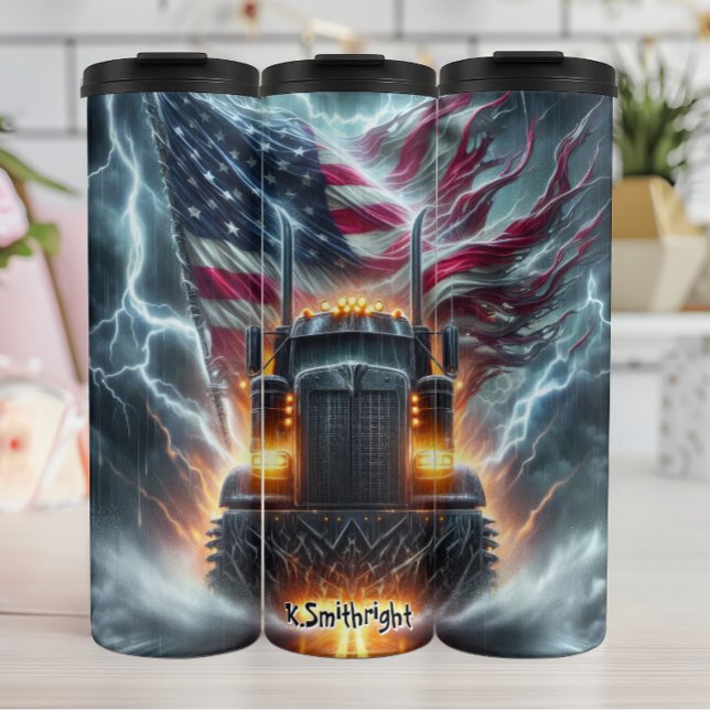 LKW-Lightning und amerikanische Flagge Thermosbecher (Von Creator hochgeladen)