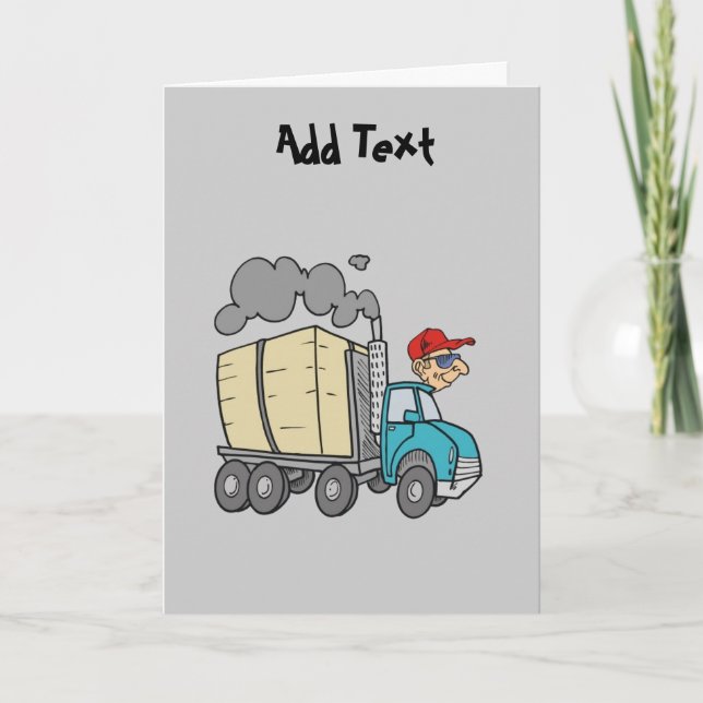 LKW-LKW-Fahrer Cartoon personalisiert Karte (Vorderseite)