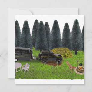 LKW mit Camper im Woods Cleared Camping Spo Dankeskarte