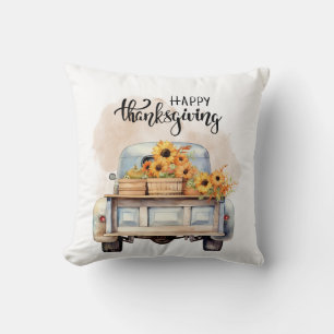 LKW mit Pumpkin auf Landstraßen Kissen