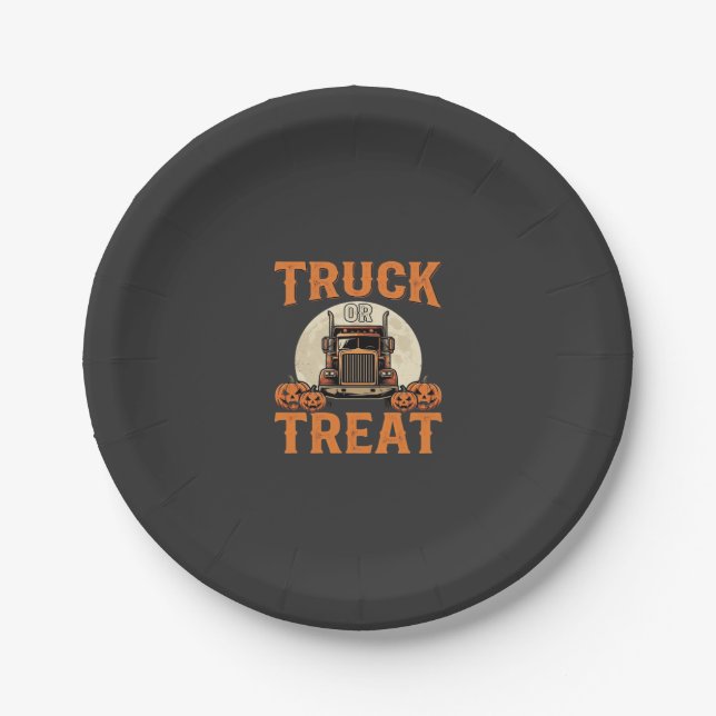 LKW oder Süßigkeiten Halloween Sattelzug Design_1 Pappteller (Vorderseite)