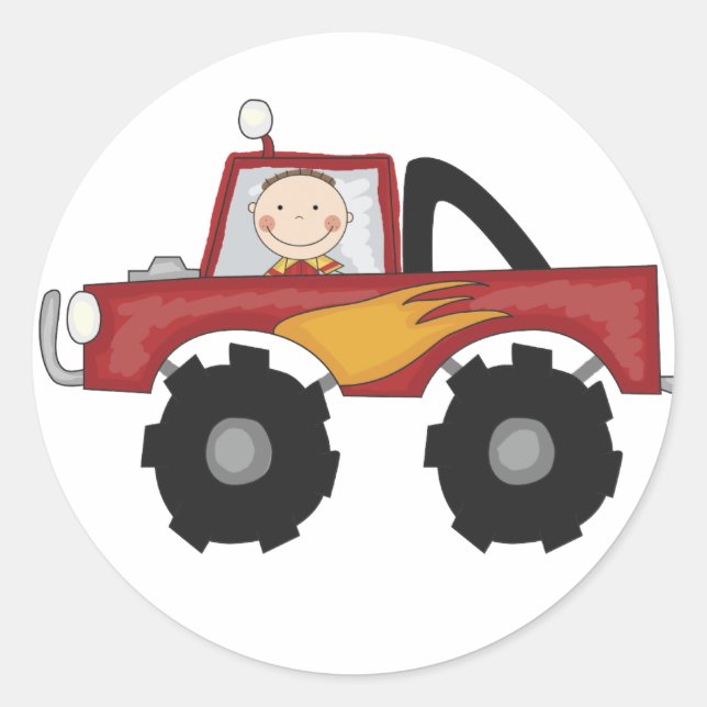 LKW-Shirts und Geschenke für Red Monster Runder Aufkleber (Vorderseite)