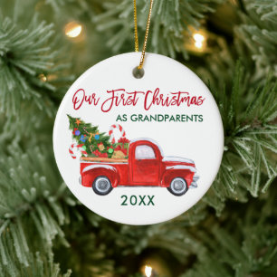LKW Süßigkeiten Erstes Weihnachten als Großeltern Keramik Ornament