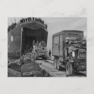 LKW und Truppen aus dem Zweiten Weltkrieg Postkarte