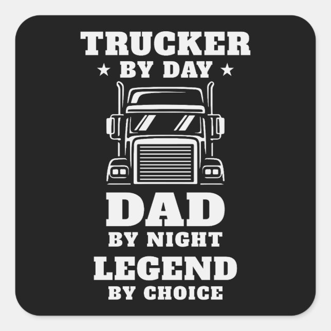 LKW und Vater - Helden auf der Straße und auf der  Quadratischer Aufkleber (Vorderseite)