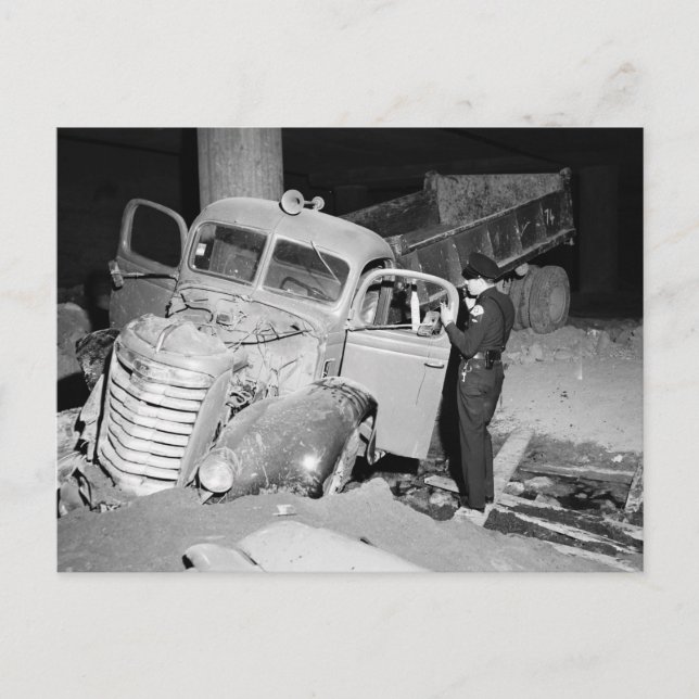 Lkw-Unfall, Los Angeles, 1951 Vintag Postkarte (Vorderseite)