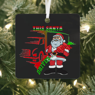 LKW Weihnachten - Dieser Weihnachtsmann fährt eine Ornament Aus Metall