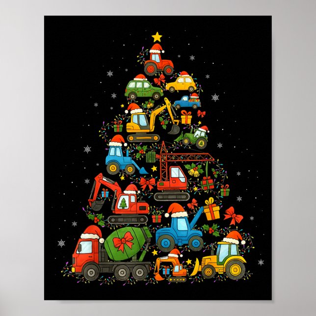LKW-Weihnachtsbaum-Autos Lustige Weihnachten  Poster (Vorne)