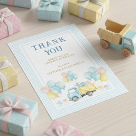 LKW zum ersten Geburtstag eines Jungen Dankeskarte