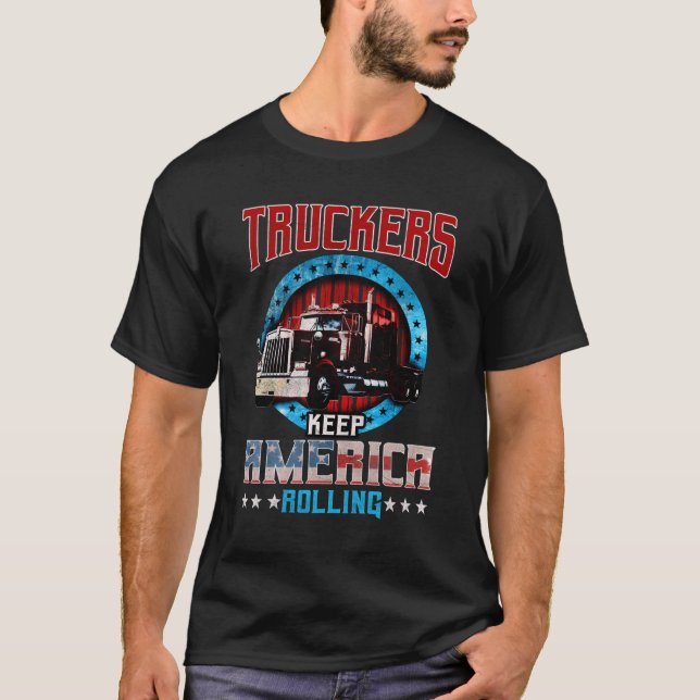LKWer Geschenke Trailer 18 Wheeler America R T-Shirt (Vorderseite)